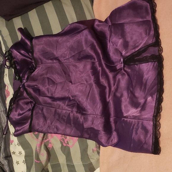APT9 Lingerie Purple W/ Black Lace Trim Size Medium - Picture 6 of 15
